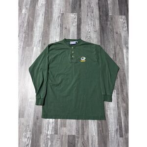 VTG Logo 7 Game Day Green Bay Packer's Men's Large Henley w/ Embroidered Logo